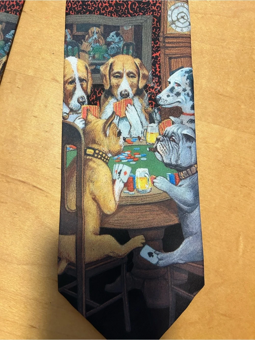 Ralph Marlin Dogs Playing Poker Tie - Black and Multicolor